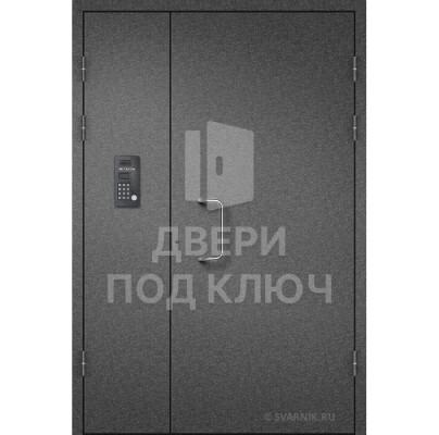 Порошковая дверь черного цвета для тамбура подъезда ДПК-13845